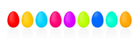 Easter eggs collection. Colorful eggs set. Spring holiday concept. Vector illustration isolated on white.のイラスト素材