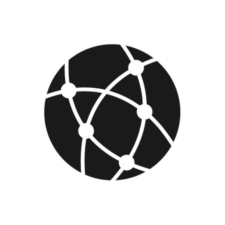 Global technology icon. Social network symbol black silhouette. Vector isolated on whiteのイラスト素材