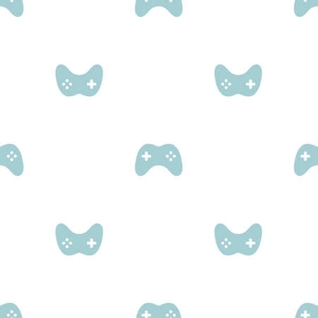 Joystick seamless pattern. Game console symbol pattern. Game controllers texture. Vector illustration isolated on white background.のイラスト素材