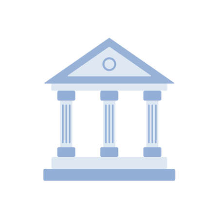 Building with columns. Bank brown icon. University colorful symbol. Ancient Greek culture sign. Greece architecture. Vector isolated on whiteのイラスト素材