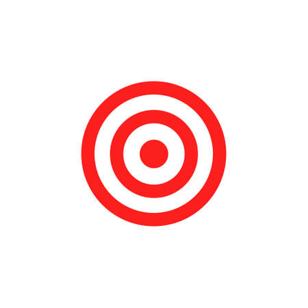 Target red icon. Focus cursor bull eye mark. Aim sniper shoot. Vector isolated on whiteのイラスト素材