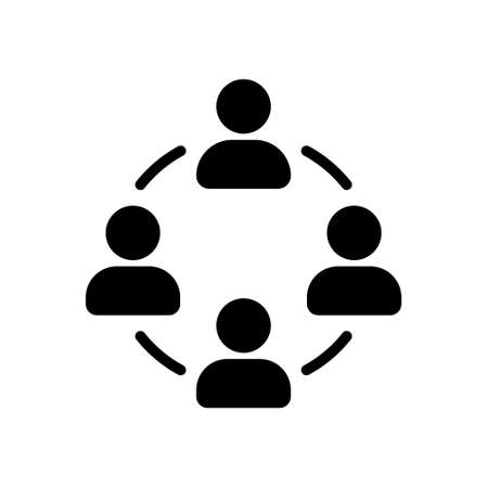 Business corporate team pictogram. People staff black symbol. Teamwork and leadership concept silhouette. Vector isolated on white.のイラスト素材