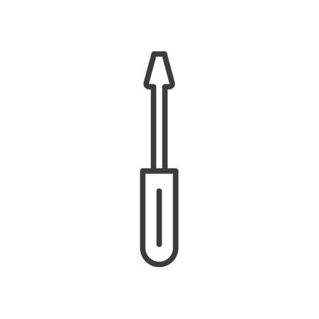 Screw driver line icon. Repair outline pictogram. Vector isolated on whiteのイラスト素材