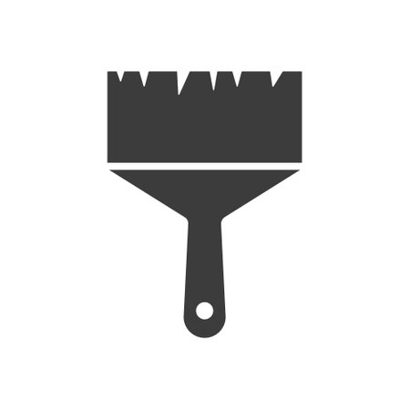Paint brush icon. Black silhouette repair outline work tool. Vector isolated on white.のイラスト素材