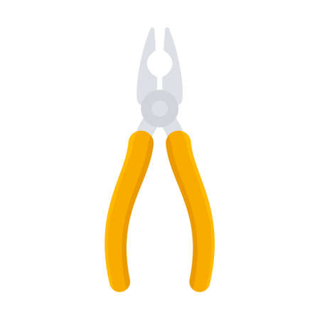 Pliers icon. Work tool in orange color. Flat style. Vector isolated on whiteのイラスト素材