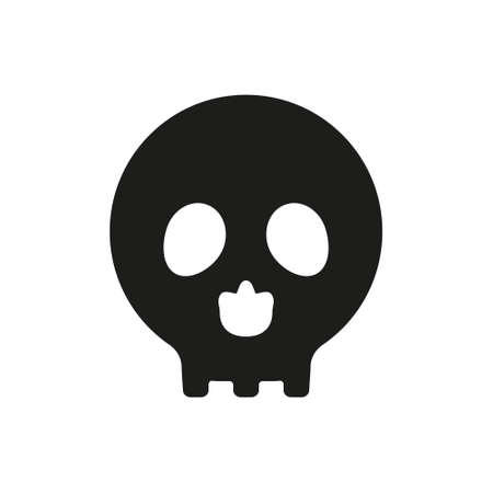 Skull icon. Danger sign. Death head black silhouette symbol. Vector illustration isolated on white backgroundのイラスト素材
