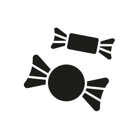 Candy icon. Sweet candy black silhouette set. Vector isolated on whiteのイラスト素材