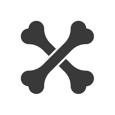 Bone icon. Crossed bones black silhouette. Vector illustration isolated on white backgroundのイラスト素材