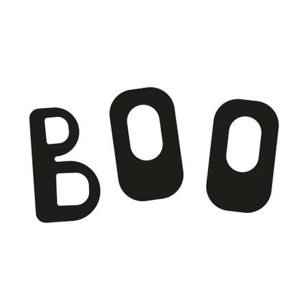 Boo black inscription shape. Halloween horror symbol. Vector isolated on whiteのイラスト素材