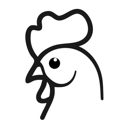 Chicken rooster symbol. Cock head line icon. Farm animal linear drawn vector illustration.のイラスト素材
