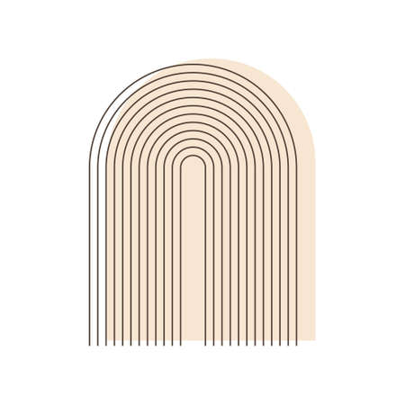 Mid century minimal line shapes set. Geometric linear figures. Modern minimalism 20s posters symbols. Vector isolated on whiteのイラスト素材