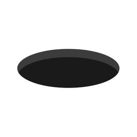 Black round hole. Golf hole symbol. Isometric style. Vector isolated on whiteのイラスト素材