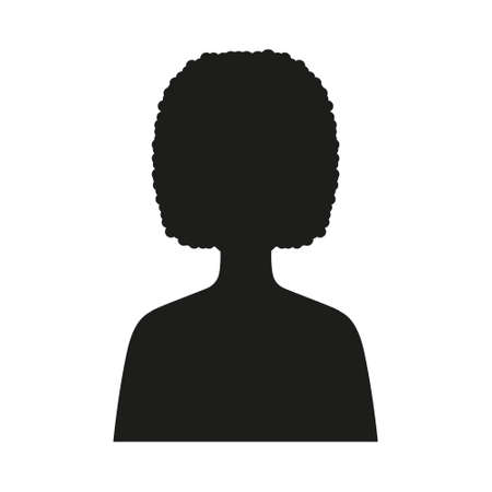 Women head silhouette. Human black avatar. Girl profile. Vector isolated on whiteのイラスト素材