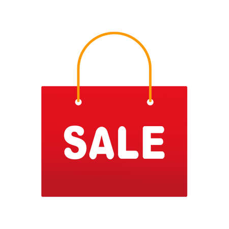 Package for purchases. Shopping bag with inscription. Vector isolated on whiteのイラスト素材
