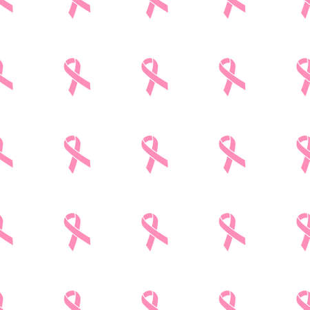 Pink awareness ribbon seamless pattern. Vector illustration.のイラスト素材