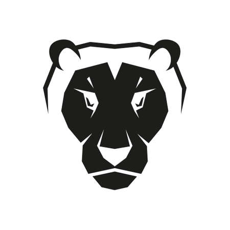 Lion head silhouette. Wild animal black shape. Vector isolated on whiteのイラスト素材