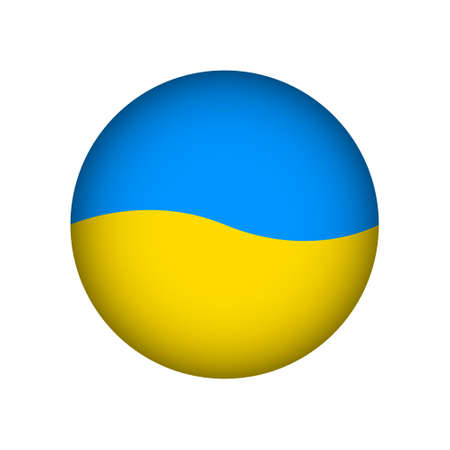 Ukrainian flag. National Ukraine circular flag icon. Vector illustration isolated on white.のイラスト素材