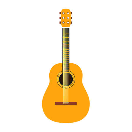 Classical wooden guitar. Musical flat instrument. Vector illustration isolated on white.のイラスト素材