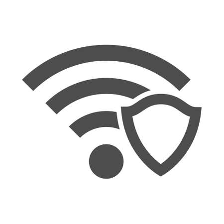 Shield and wifi icon. Protect sign. Vector isolated on white.のイラスト素材
