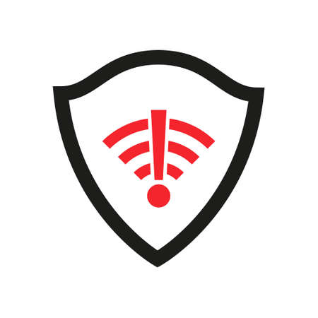 VPN shield icon. Wifi signal symbol. Protect sign. Vector isolated on white.