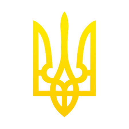 Ukrainian trizub. Ukrainian national emblem. Freedom trident sign. Symbol arms of Ukraine. Vector isolated on white.のイラスト素材