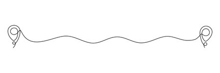Location pointer continuous one line drawing. GPS navigation line route mark. Vector illustration isolated on white.のイラスト素材