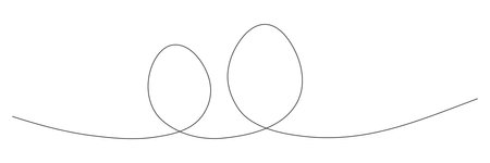 Egg continuous one line drawing. Easter egg linear symbol. Vector illustration isolated on white.のイラスト素材