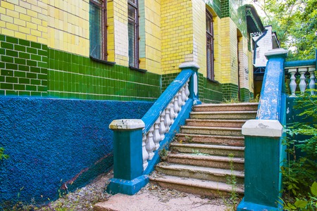 Abandoned building. The old building is an abandoned staircase bright