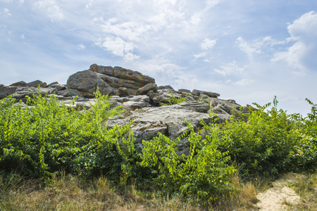 Stone grave in Ukraine in Zaporozhye. Many stonesの写真素材