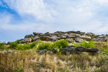 Historical monument in Zaporozhye Ukraine Stone tomb is a force place. A lot of strengthの写真素材