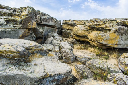 The top of one of the red sandstones in the Papago Park in Tempe-Arizonaの写真素材