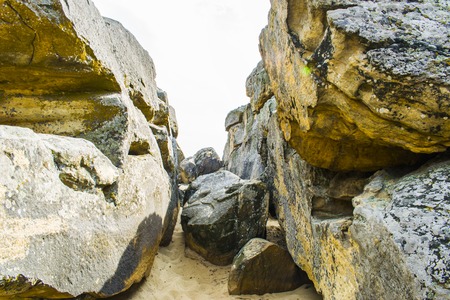Passage between large stones.の写真素材