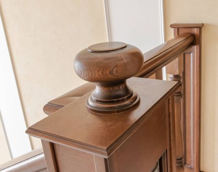 beautiful element of a wooden staircase close-upの写真素材