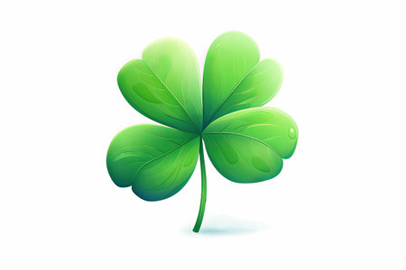 Green clover leaf isolated on white background.の素材