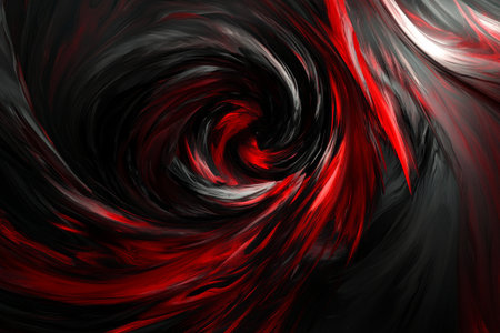 Swirling dark red and black colors emerge, creating a powerful representation of internal anguish. Sharp streaks illustrate deep pain and emotion in an abstract visualization.の素材