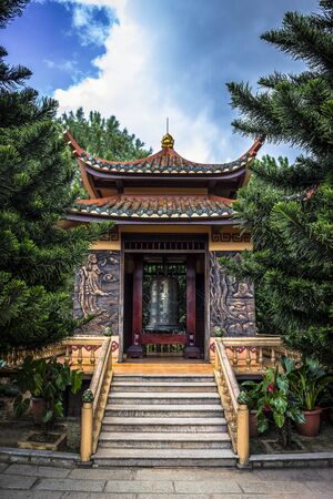 Asia, Vietnam, Dalat, View of the chapel with a bell.の写真素材