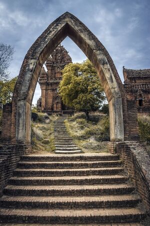 Asia, Vietnam, Kalan Po Klong Jarai. Arch entrance to the local temple.の写真素材