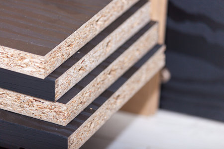 Wood panels or boards clipboard cut parts for furniture production.