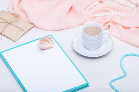 Flat lay of woman traveler items. Travel, dreams and lifestyle concept.の写真素材