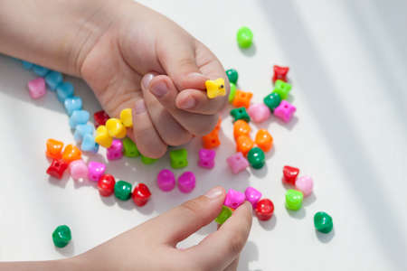 Kids activity to promote development, motor skills, thinking, coordination.の写真素材