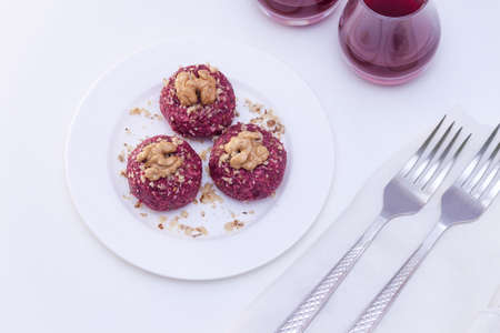 Georgian national food from beet and nuts pkhali.の写真素材