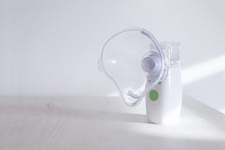 Medicine device portable mesh nebulizer, copy space.の写真素材