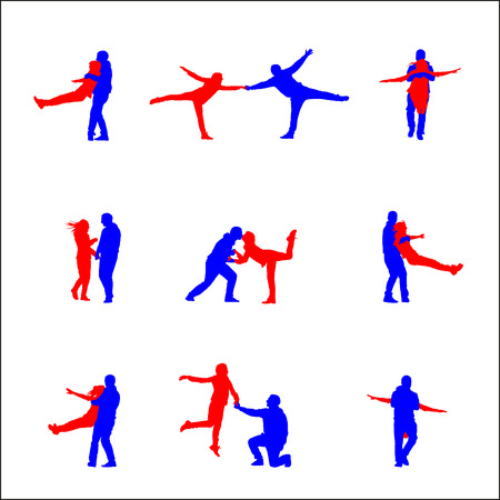 Silhouettes of happy peopleのイラスト素材