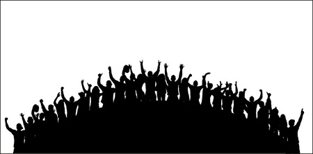 The crowd of fans silhouettesのイラスト素材