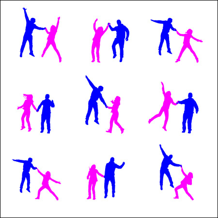 Silhouettes of people in loveのイラスト素材