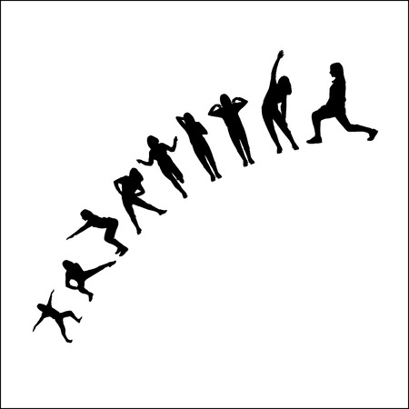 Silhouettes of sporty girlのイラスト素材