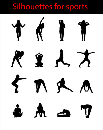 Silhouettes of girls sportsのイラスト素材