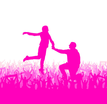 Romantic couples silhouettesのイラスト素材