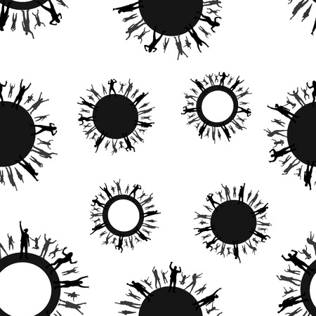 Seamless texture with happy people.のイラスト素材