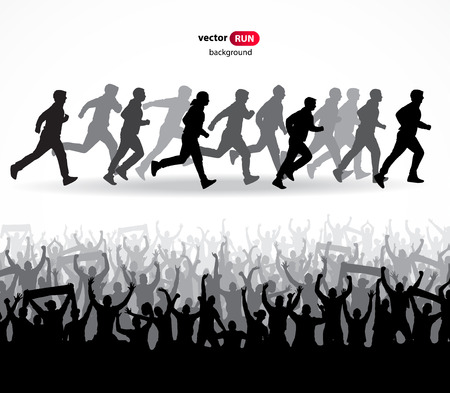 Running vector silhouettesのイラスト素材